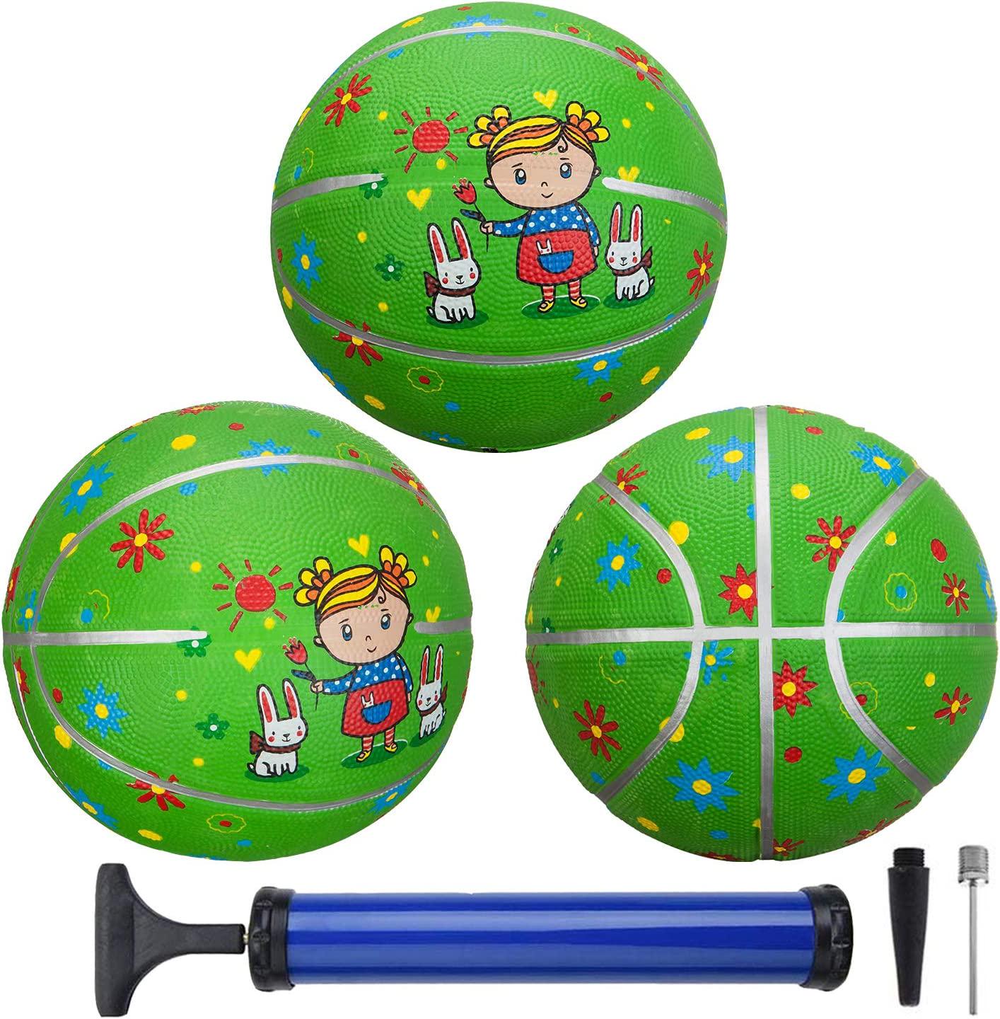 YAPASPT, Mini Basketballs for Kids, First Basketball for Toddlers and Teenager, Indoor Hoop Balls with Pump, Size 3, 3 Pack