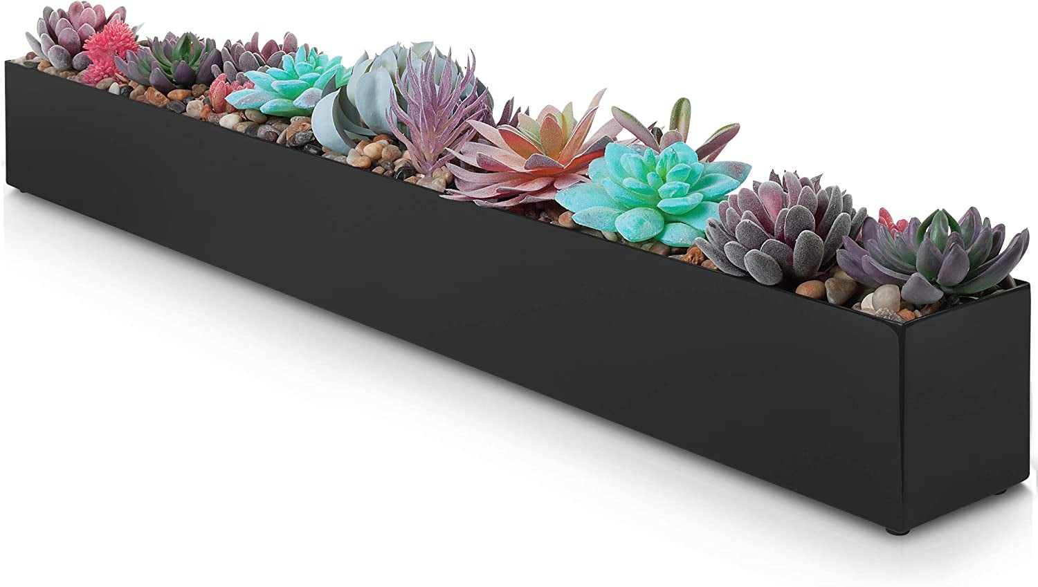 DR&Co, Modern Rectangle Planter Box - 32" Metal Planter Ideal as a Long Succulent Planter | Rectangular Planter Box for Table or Window Sill Planters Indoor | Trough Planter for Indoor Window Planter | White