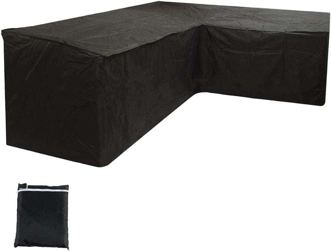 fengzhoubaihuo, Outdoor Patio Furniture Covers, Waterproof Large Patio Set Cover Shelter Rain Snow Dust Wind-Proof, Tear-Resistant, UV Resistant for Chair, Table,Sofa (215 X 215 X 87Cm (L Shape, Black))